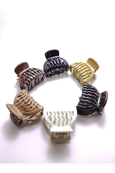 platin hediyelik 6 Pieces Brown Colored Women's Hair Clip - Small Size Curtain Latch Buckle