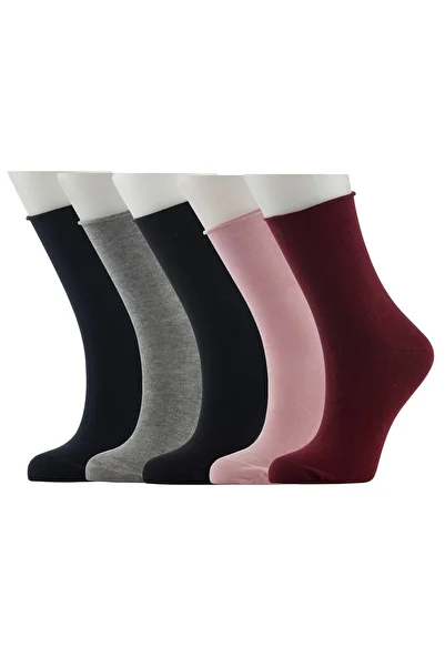 Moyra Socks Cotton 5-Piece Plain Women's Socks Set - Non-Elastic
