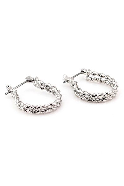 Solfera Double Rope Patterned Silver Color Men's Hoop Earrings E871