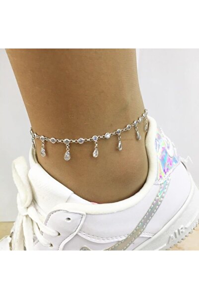 Tmt Silver Gümüş Zirkon Taşlı Damla Halhal