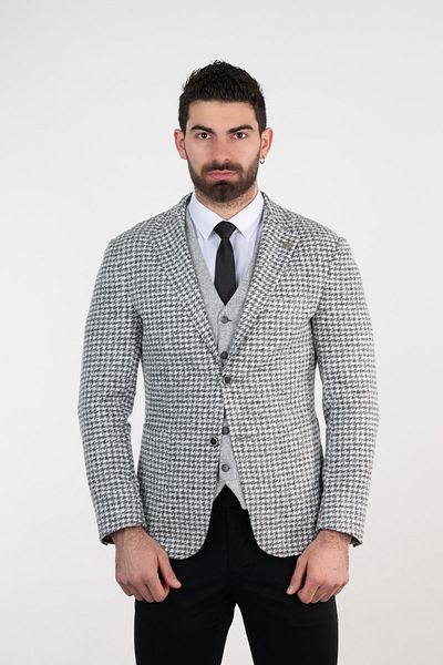 Sır Sir Patterned Winter Slimfit Men's Single Jacket