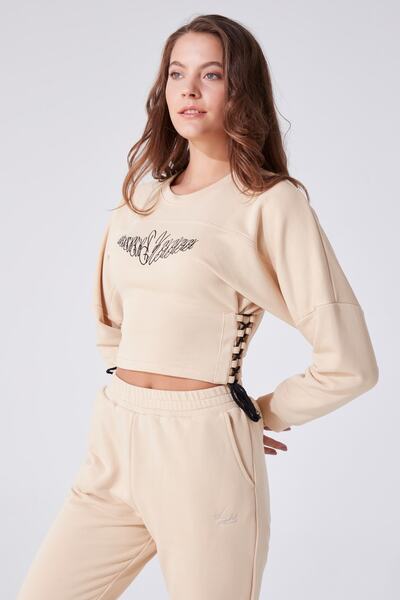 BERFUĞ KIRAN Yandan Bağlamalı Bisiklet Yaka Uzun Kollu Sweat