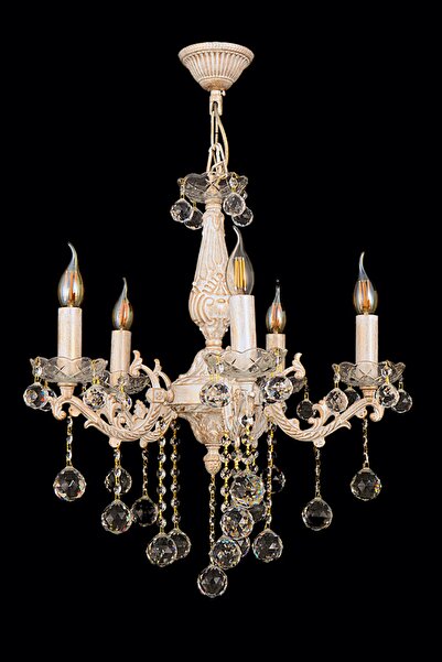 Avize çarşısı Fenomen 5 Kollu Avize Beyaz Patine