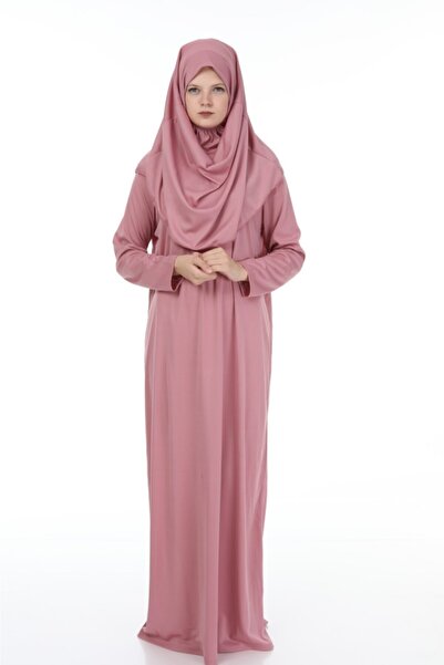 erva collection فستان صلاة عملي وردي فاتح للنساء مع حجاب