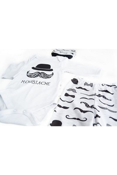 Mini Bird Baby Boy Set with Mustache and Hat 3-Piece
