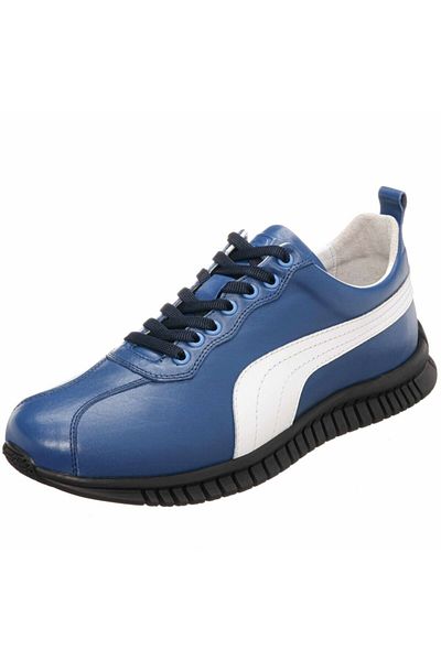 İriadam Pm7886 Sax Blue Leather أحذية رياضية رجالية كبيرة الحجم مريحة وواسعة ونعل مطاطي نقي للموسم الجديد