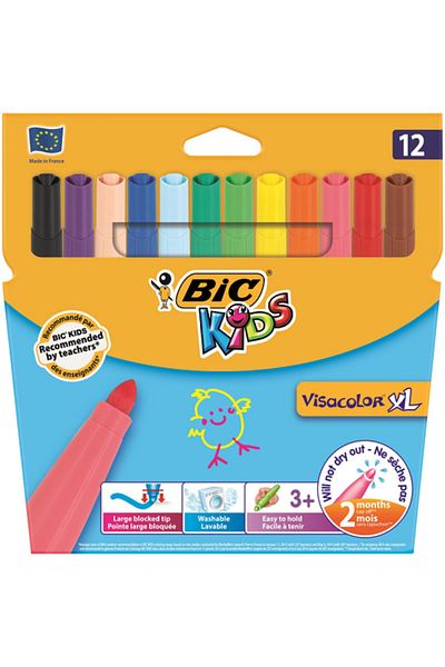Bic Visa Washable Jumbo Felt Tip Pen 12 Colors829007
