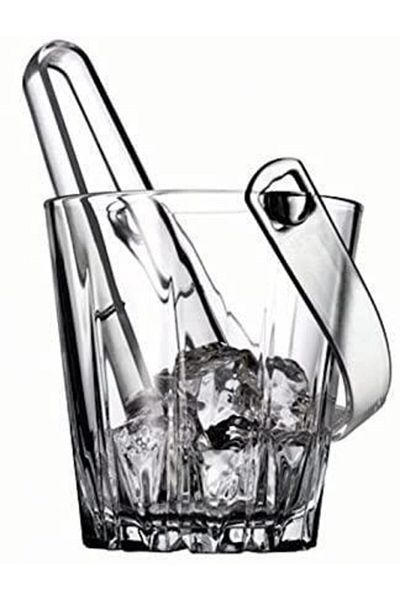 Paşabahçe 53588 Carat Tongs - Multi-Purpose Glass Ice Bucket with Handle