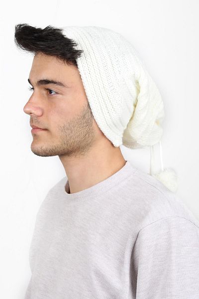 toptanhanem Men's White Pompom Wool Beret - Bring Warmth and Style Together