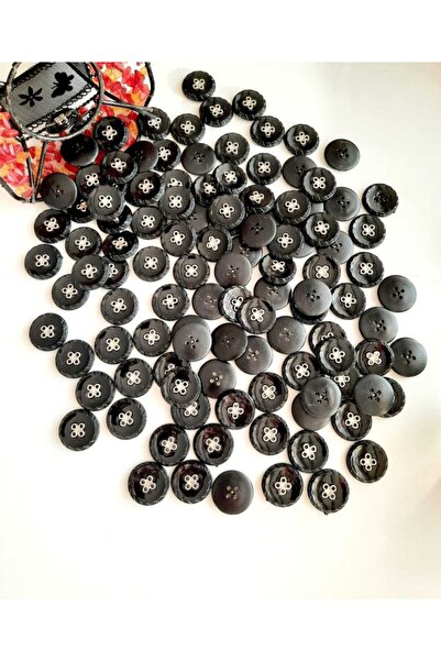 canan dizayn Buton din plastic cu 4 găuri, cu detaliu ochiuri de 21,5 mm, neg...