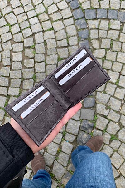 Dodo4men Ανδρικό πορτοφόλι από γνήσιο δέρμα σκούρο γκρι