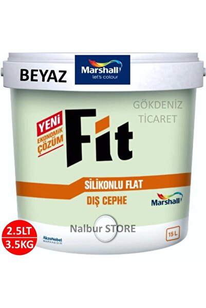 Marshall Fit Silikonlu Flat Dış Cephe Boyası 2.5LT=3.5KG BEYAZ-Kir tutmaz-Solmayan renkler-Kokusuz