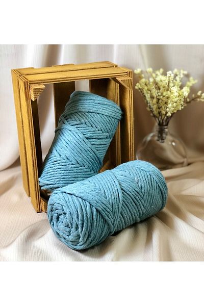 EBMA HOBİ Snur de cearșafat din macrame din bumbac - 3 mm - turcoaz (1 bucată)
