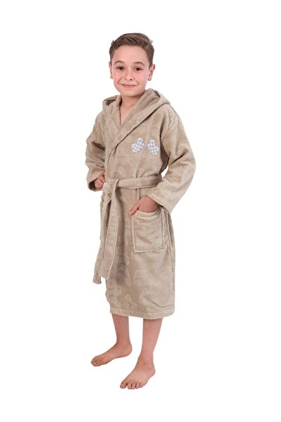 Nurpak Kapşonlu Çocuk Bornozu 5-6 Yaş Kahverengi