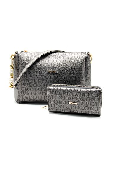 Just Polo Women's Gray Bag Wallet Combination