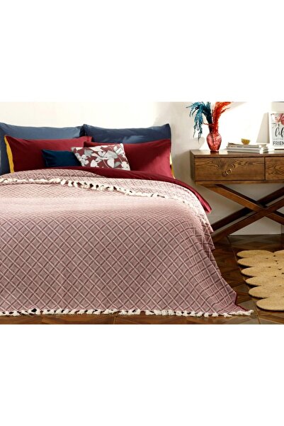 English Home Διπλό κάλυμμα κρεβατιού Diamond Woven 240x260 cm Dusty Rose