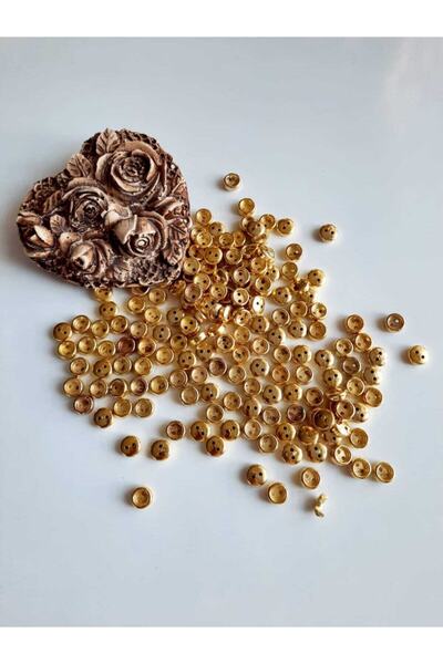 canan dizayn Μεταλλιζέ χρυσό κουμπί 10 χιλιοστών με 2 τρύπες, συσκευασία 20 τ...