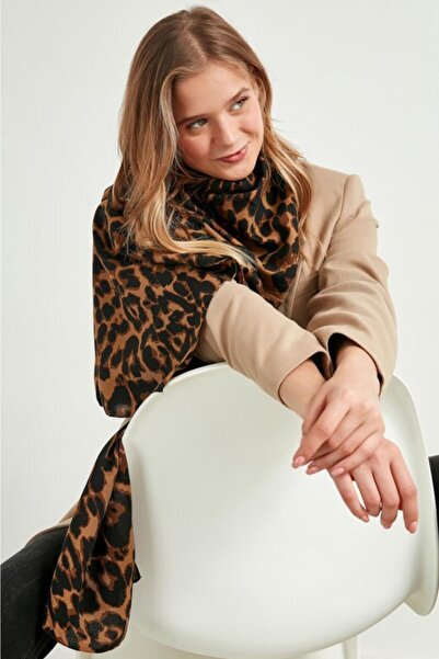 FELLMENS Flc10862 Καφέ σάλι με σχέδιο λεοπάρ