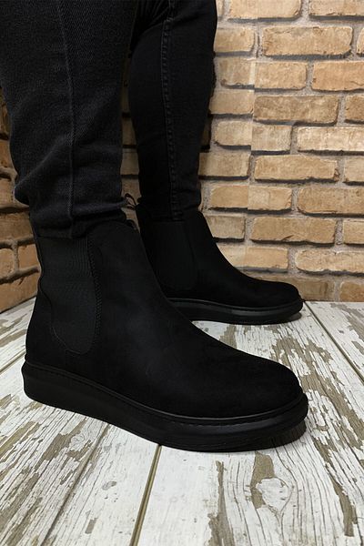 Riccon Μαύρα Suede Ανδρικά Μποτάκια 0012m04