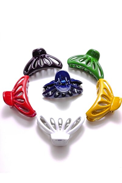 platin hediyelik 6 Pcs Mixed Color Small Size Perforated Half Moon Latch Buckle Women's Hair Clips