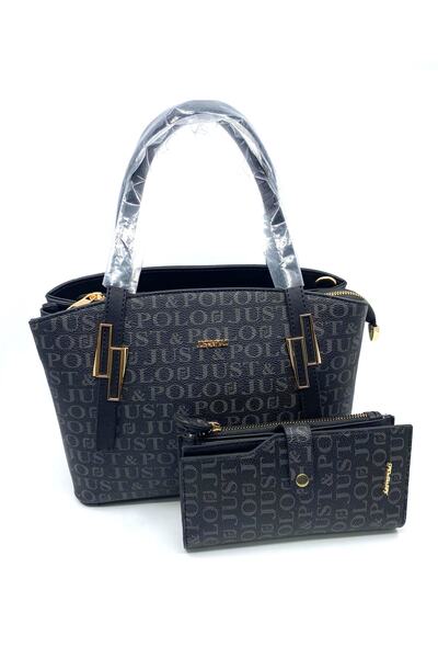 Just Polo Women's Black Bag Wallet Combination