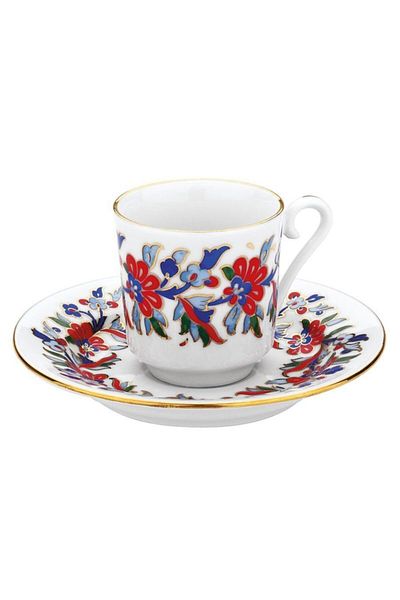 Kütahya Porselen Hand Decorated Coffee Cup for 2 Persons Decoration No:07459
