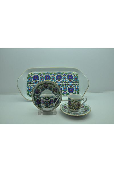 Kütahya Porselen Coffee Cup with Tray for 2 Persons Decoration No:073644