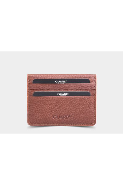 GUARD Leather Card Holder - Tan Placket Design