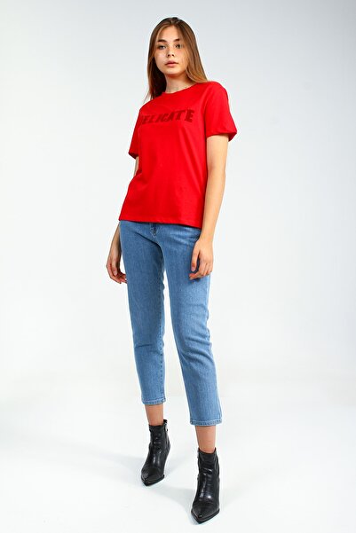 Collezione Women's Red Sports Printed Regular T-shirt - O Neck, Short Sleeve