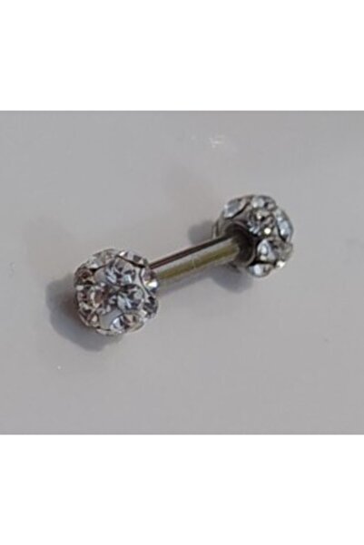 Işıl Işıl Iki Ucu Zirkon Taşlı Cerrahi Çelik Piercing, Kulak, Septum, Tragus ...