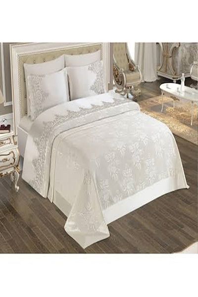 ESEN EV TEKSTİLİ VE ÇEYİZ Sultan French Lace Pique Set 6 Pieces Cream
