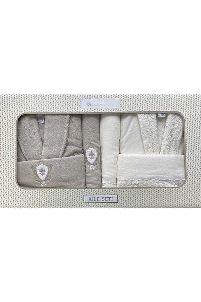 Özdilek Ece Taş-krem Family Bathrobe Set