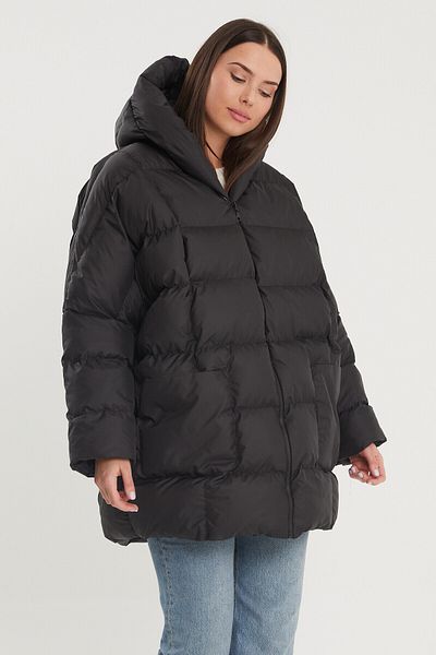 ZUQA STORE Γυναικείο παλτό με κουκούλα Oversize Μαύρο Puffer