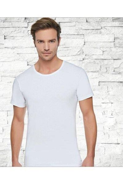 Tutku Men's White Combed Cotton Crew Neck Half Sleeve Undershirt 6 Pack (model No-0103)