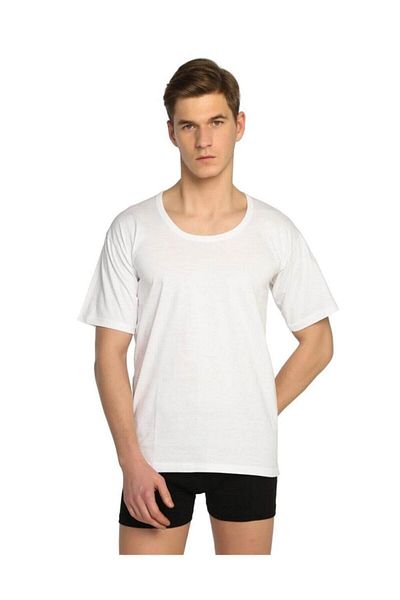 Tutku Men's White Combed Cotton Crew Neck Half Sleeve Undershirt 6 Pack (model No-0103)