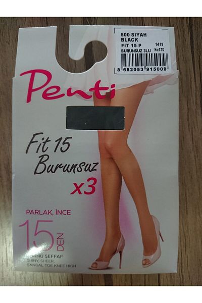 Penti Опаковка от 3 черни лъскави чорапи за панталон без пръсти Fit 15