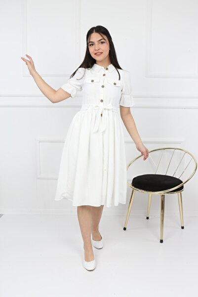 şımarık kids Waiter Boy Neck Buttoned Dress