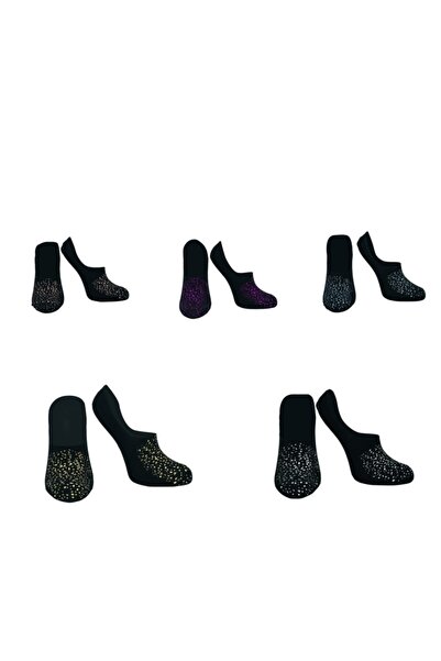 Çorap Time Kadın Siyah Simli Babet Çorap