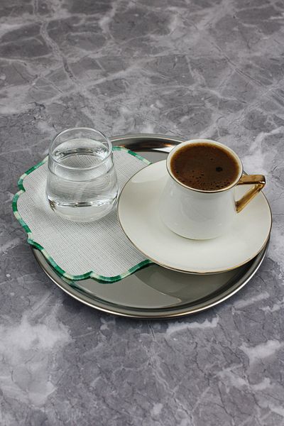 WEARE2 Gradient Green Colored Embroidered Linen Effect 2-Piece Cocktail Napkins