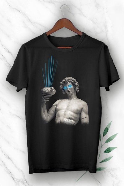 perseusshopping Unisex skulptura crne mitologije Štampano T-shirt