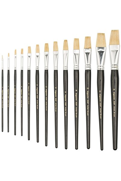 Bigpoint Серия 358f - Бяла четка с естествен косъм, плоска - № 12