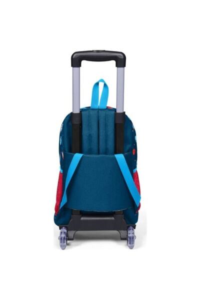 Coral High Kids Indigo Red Space Patterned Three Compartment School Backpack with Squeegee 23136