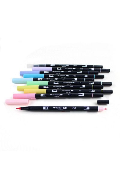 Tombow Ab-t Dual Brush Pen 10 Color Pastel Set