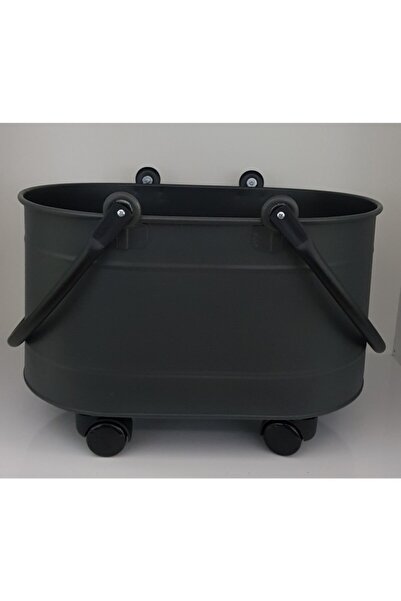 Genel Markalar Kocher 45 Cm Mat Siyah Tekerlekli 2 Saplı Şömine Odun Kova Sepeti