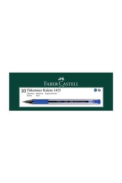 Faber Castell قلم حبر جاف من فابر كاستل 1425، لون أزرق، 10 قطع5211142551000 (عبوة واحدة تحتوي على 10 قطع)