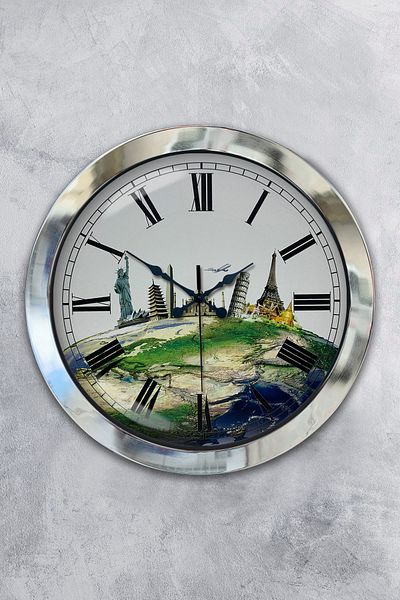 Kasva Concept Gift 36 cm Chrome Metal International Wall Clock