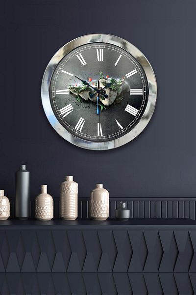 Kasva Concept Gift 36 cm Chrome Metal Natural Wall Clock