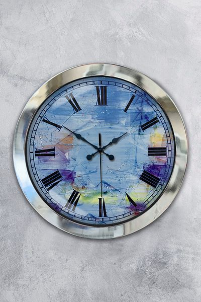 Kasva Concept Gift 36 cm Chrome Metal Modern Wall Clock