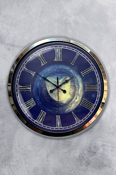 Kasva Concept 40 cm Chrome Metal Stone Heart Wall Clock