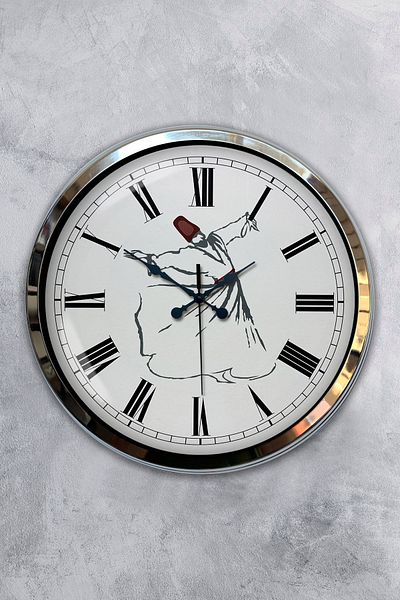 Kasva Concept Δώρο 40 εκ. Χρώμιο Μεταλλικό Ρολόι Τοίχου Mevlana